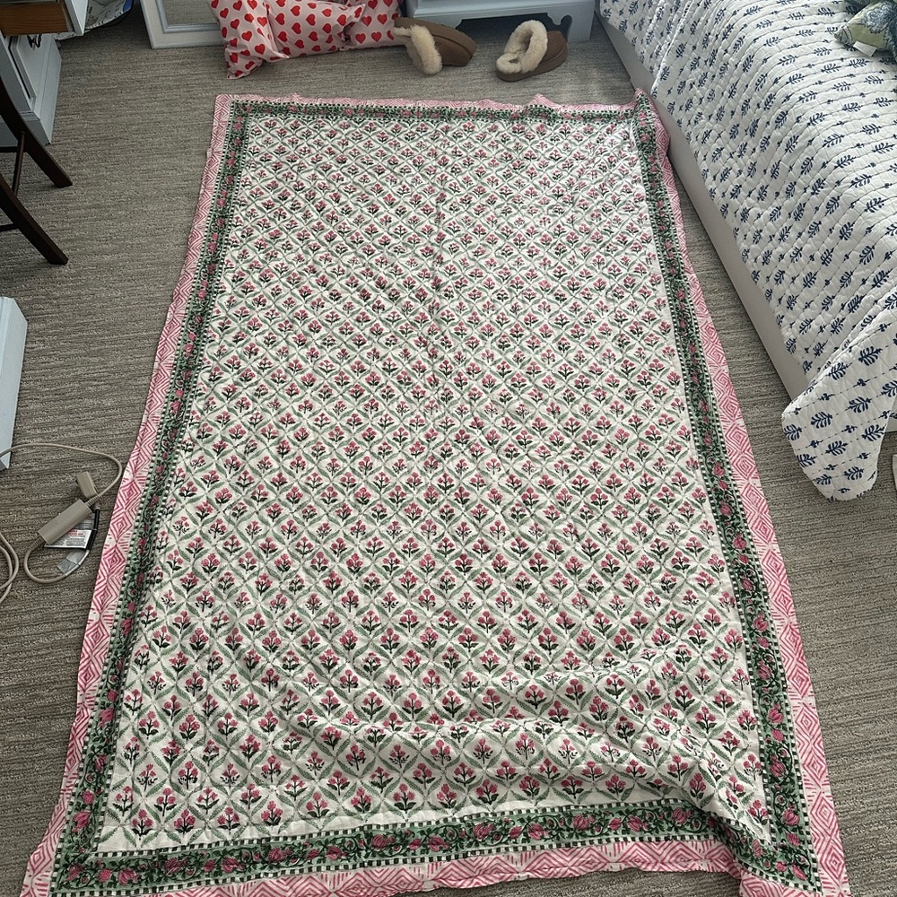 Pink and Green floral Quilt